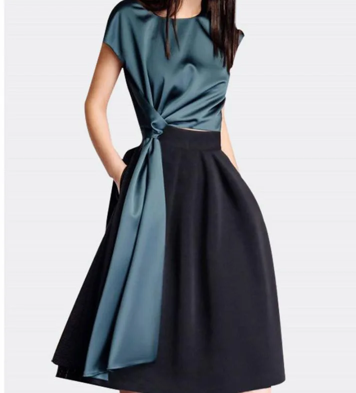 

Fashion Summer women's A Line Dress Mid Vintage Solid Party Dress Elegant Dress