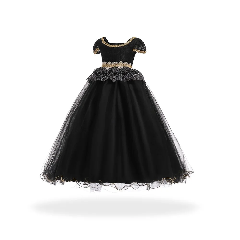 

New Arrival Girl Ball Gown Black and Gold Flower Girls Weddings Birthday Pageant Dress First Communion Gown Kids Clothes