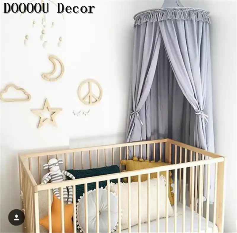 White Grey Pink Princess Canopy Bed Curtains Hanging Dome Diy Play Tent Tee For Kids Indoor S House Chidlren Aliexpress White Grey Pink Princess Canopy Bed