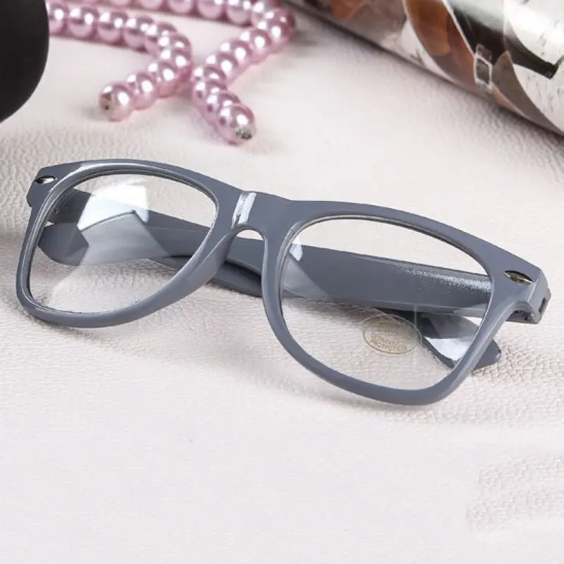 Mayitr 1pc Fashion Nerd Clear Glasses Clear Lens Geek Glasses 16 Colors Plain Mirror Plastic Full frame Eyeglasses Eyewear