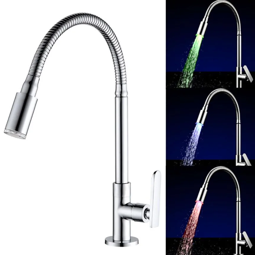 7 Colors RGB LED Light Water Stream Faucet Tap LED Splash proof Faucet