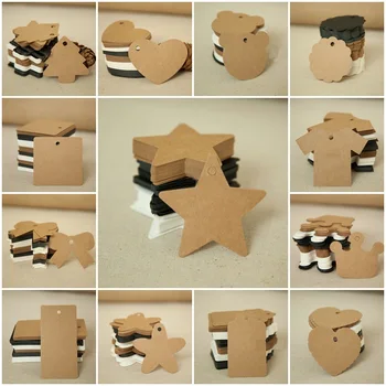 

500 X New Brown Black White Paper Mark Kraft Paper Tags Hang Pricing Label Party Wedding Favors Gift Candy Boxes Tag Card