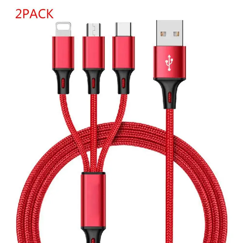 3 в 1 type C Micro USB мульти зарядный кабель с нейлоновой оплеткой usb зарядный Шнур для iphone/huawei/samsung/ipad/ipod