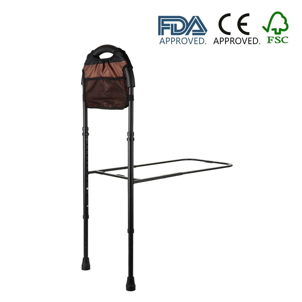 

Adjustable Elderly Senior Hand Bed Rail with Floor Support Pouch Aluminum Bed Assist Bar Handle Safety Hand Rail 350LB Capacity