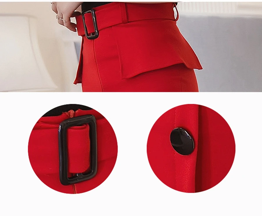 Модное Новое поступление, летняя миди-юбка с высокой талией, красная черная облегающая юбка-карандаш, элегантные женские юбки на пуговицах с разрезом