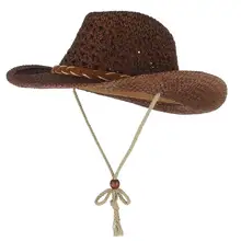 Mistdawn маленьких Дети солнце соломенная ковбойские шляпа с широкими полями с ремешком