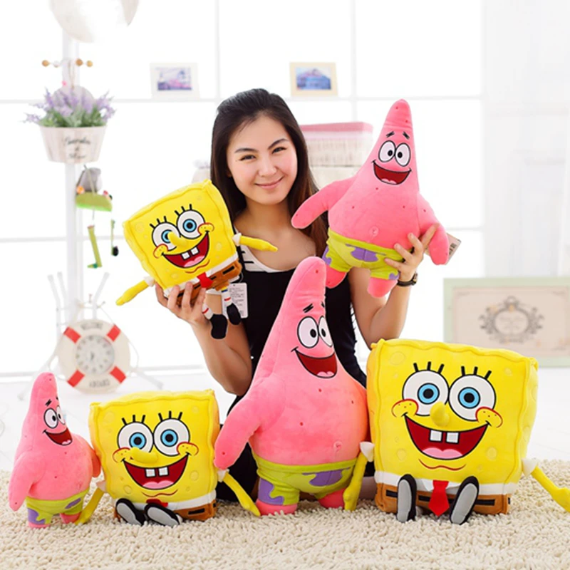Sponge Bob stuffed plush toy soft anime cosplay doll for kids toys cartoon figure cushion home