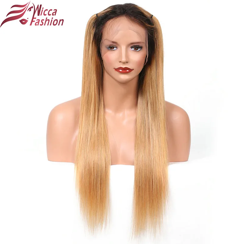Dream Beauty ombre brazilian hair lace front wig 1b/27 Remy straight 13x6 Deep part Human Hair Wigs With Baby Hair -