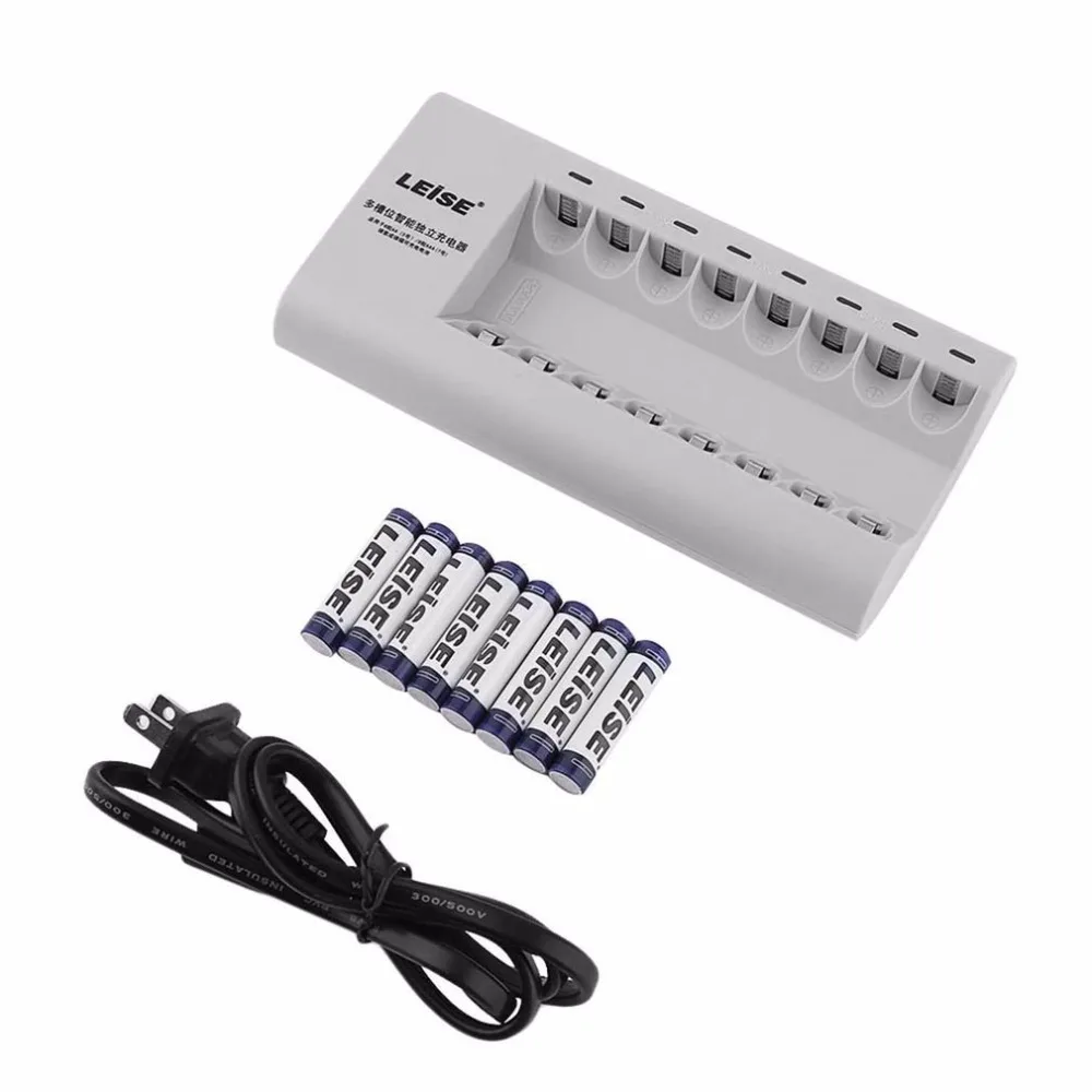 

LEISE-858 Intelligent Multi Slot Fast Charging Independent Charger + 8 pieces AA Rechargeable Battery + 1 X Power Line
