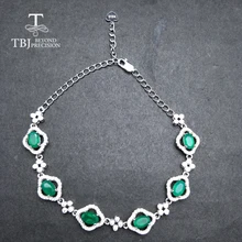 TBJ, натуральный 3 карат Африка зеленый агат, натуральный камень браслет в 925 пробы драгоценности из серебра и камней для женщин с подарочной коробкой