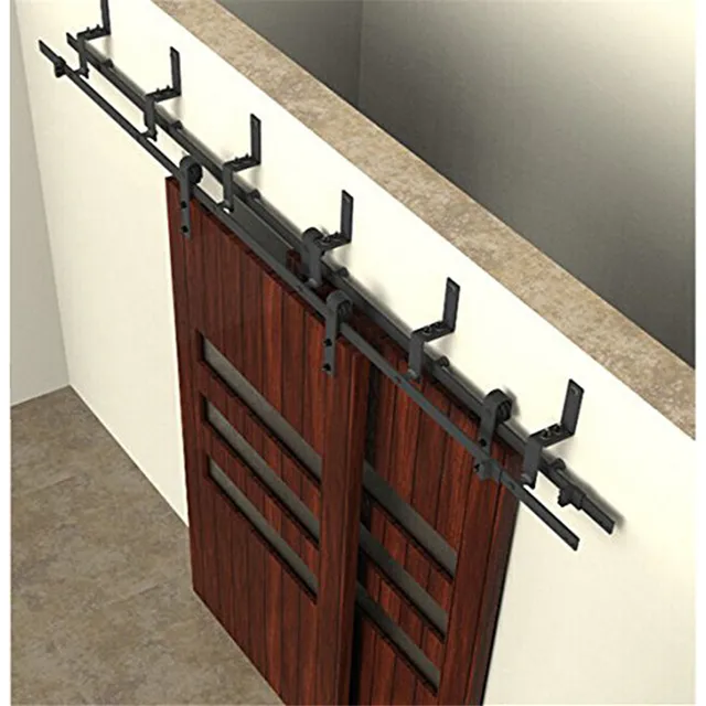 5 10FT bypass double sliding barn wood door hardware Easily installed