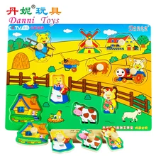 Игрушек! Обучающая деревянная игрушка Danni игрушка медведь Крупный рогатый скот корова утка ягненок ферма головоломка доска Раннее Обучение Дети подарок на день рождения 1 шт