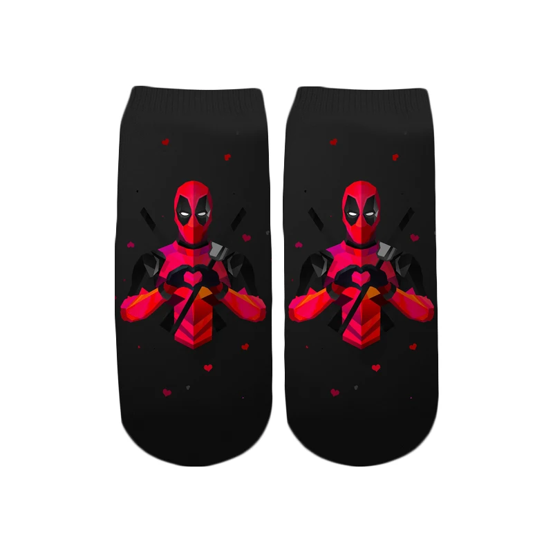 PLstar Cosmos Marvel, Супергерой смешной Дэдпул, 3D принт, милые хлопковые короткие носки для женщин, женские корейские носки harajuku
