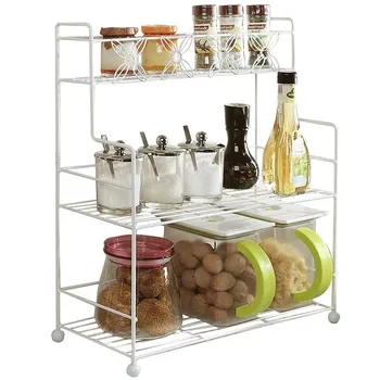 

Kitchen countertop seasoning bottle rack three-tier display seasoning rack wrought iron storage rack bathroom shelf ZP5111108