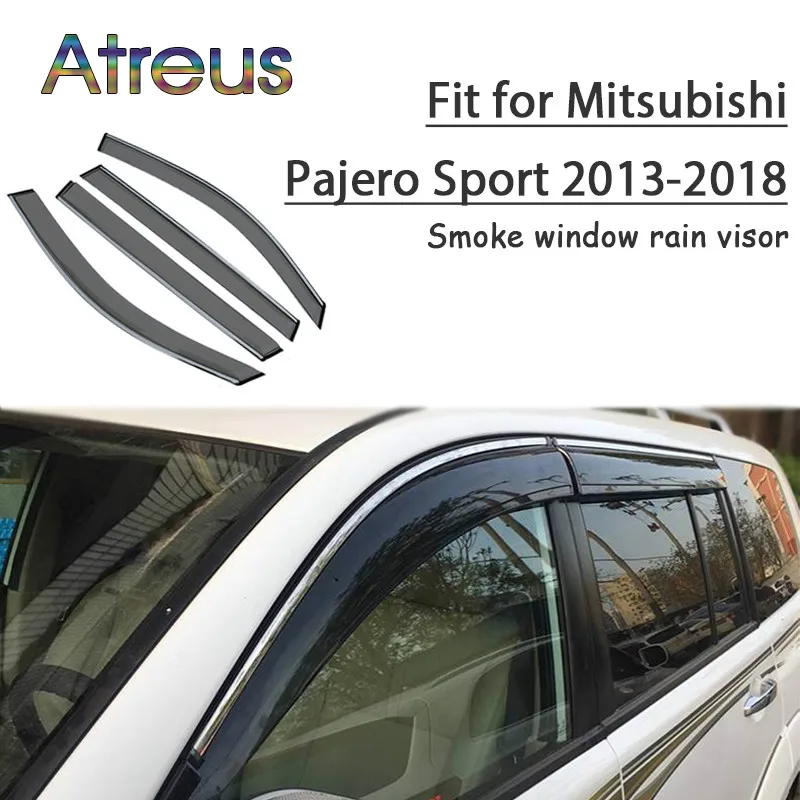 

Atreus 1set ABS For 2018 2017-2013 Mitsubishi Pajero Sport Accessories Car Vent Sun Deflectors Guard Smoke Window Rain Visor