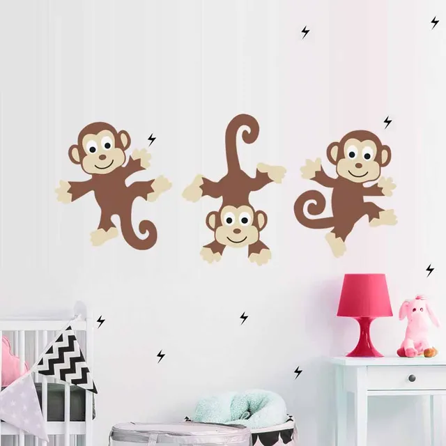 cartoon cute bunch monkeys vinyl color wall art stickers for nursery