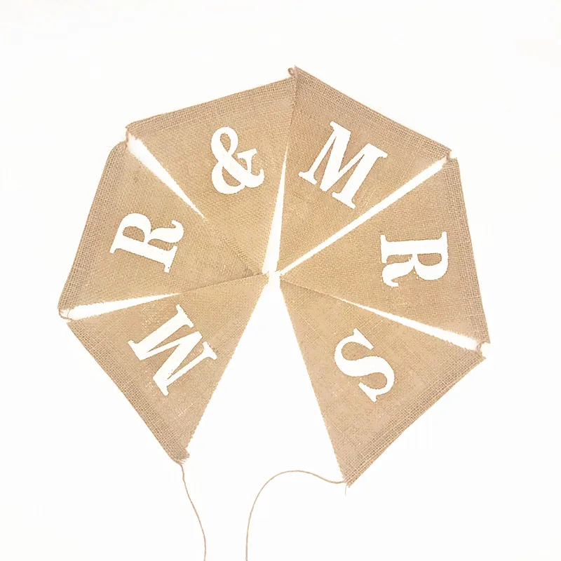 

MR&MRS Linen Flag Wedding Decoration Supplies Linen Flag Retro Garden Style Celebration Decorations