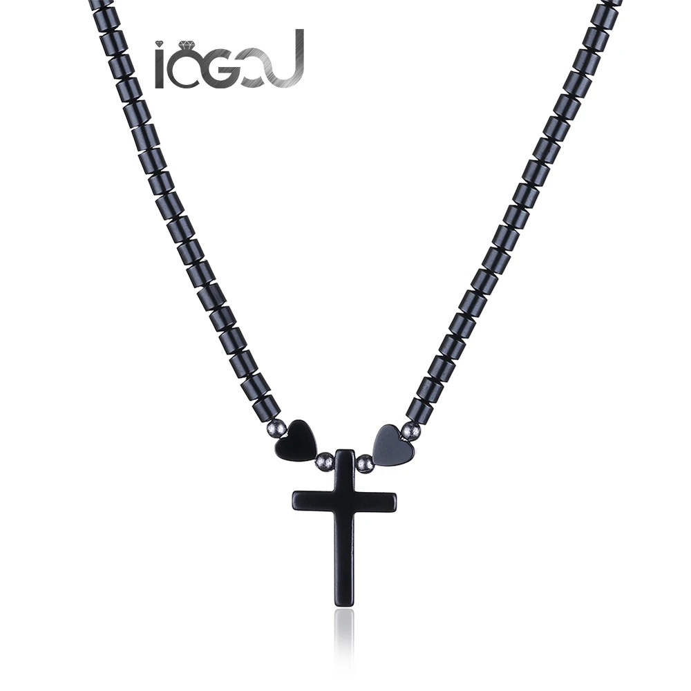 

IOGOU Fashion Stone Hiphop Cross Necklace Christian Pendants Classic Men Women Anniversary Party Charm Pendants Necklace Gift