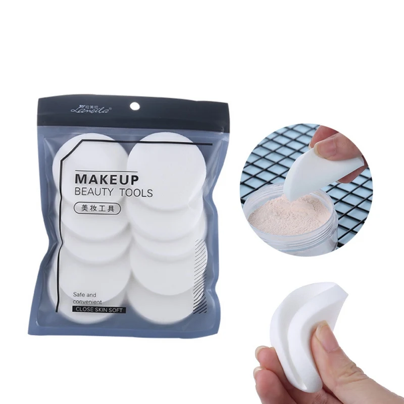10 шт круглый спонж для макияжа для женщин леди красота макияж основа сухой и влажной двойного использования дикая кожа дружественный порошок пуф для макияжа