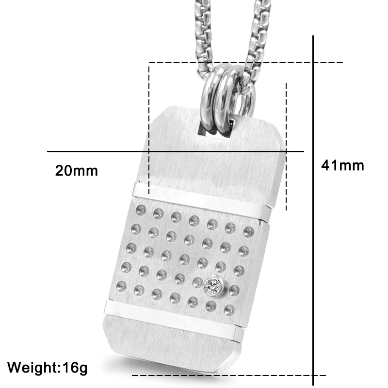 Moorvan Байкер, Мужская Военная Подвеска в виде собачьей бирки, ожерелье в стиле панк, модное квадратное ожерелье, мужское ювелирное изделие из нержавеющей стали, подарок бойфренду VP87 - Окраска металла: silver colour