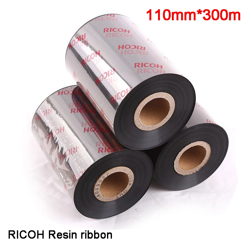 110mm*300m Original RICOH resin ribbon for barcode printer to printing jewelry labels provide custom other size and color ribbon