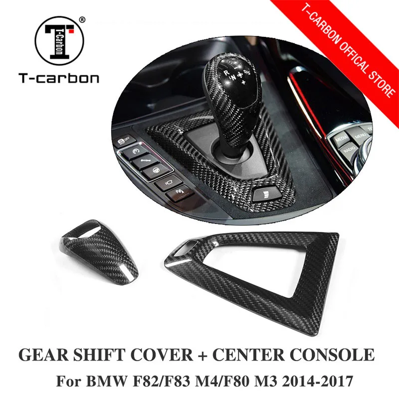 

Car styling Carbon fiber Gear Shift Konb Cover and Base Cover For BMW M2 F87 M3 F80 M4 F82 F83 Gear Surround Cover interior trim