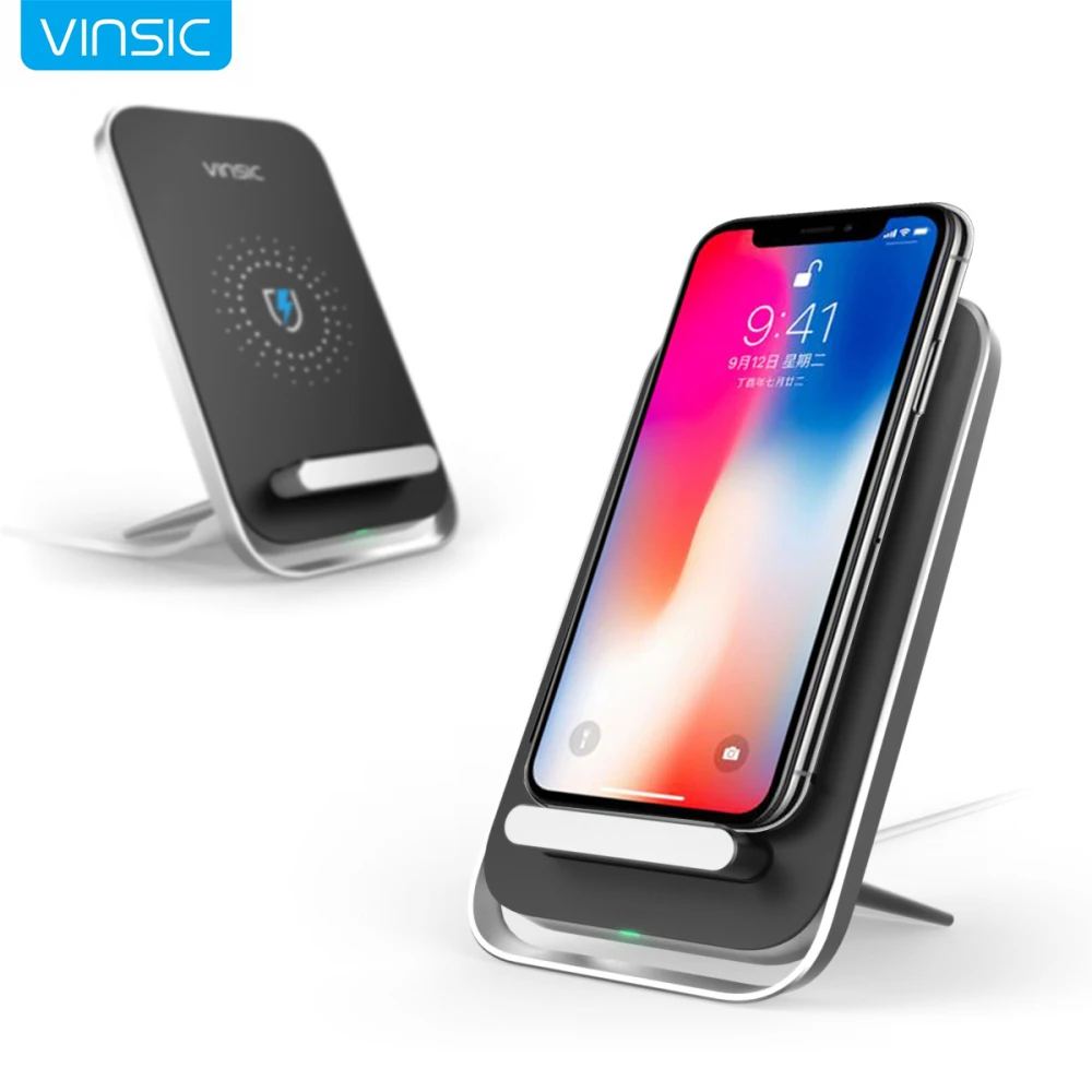 

(Ship From ES) Vinsic Qi Wireless Charge Pad with Phone Holder for iPhone X 8 8 Plus Samsung S8 S8+ S7 S7 Edge S6 Note 8 Nexus 7