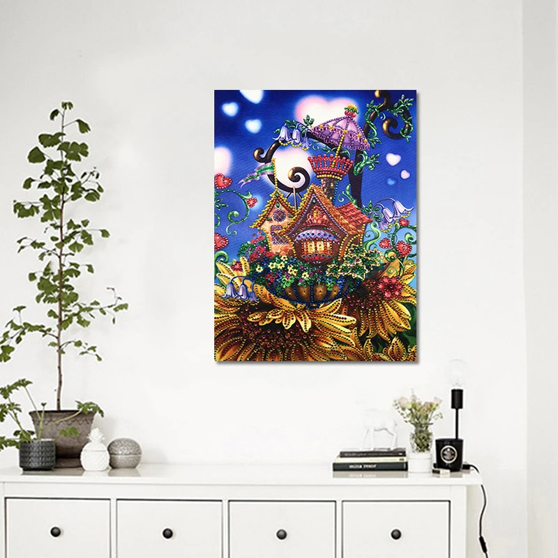 RUBOS DIY Diamond Embroidery House Abstract Art Religion Diamond Painting Mosaic Scenery 5D Big Bead Pearl 3D Crystal Glass Sale (45)