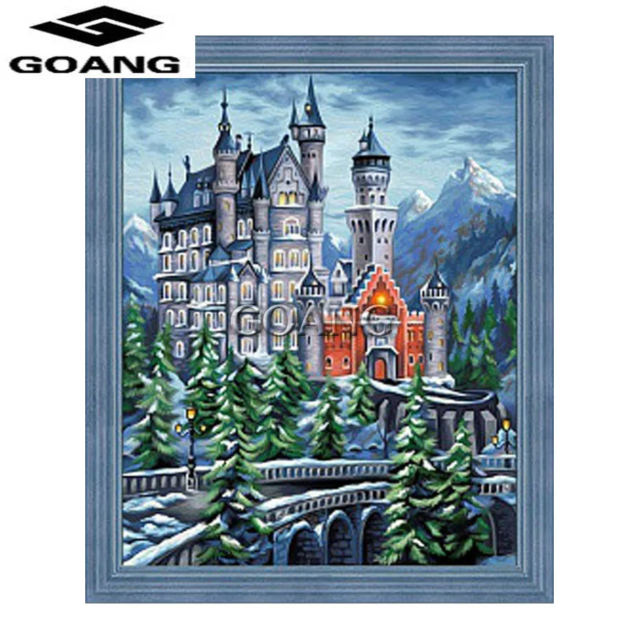 Goedkoop 5d diy diamant schilderen kruissteek diamant borduurwerk landschap diy diamant moza iuml;ek schilderijen home decor Swan Stone Castle
