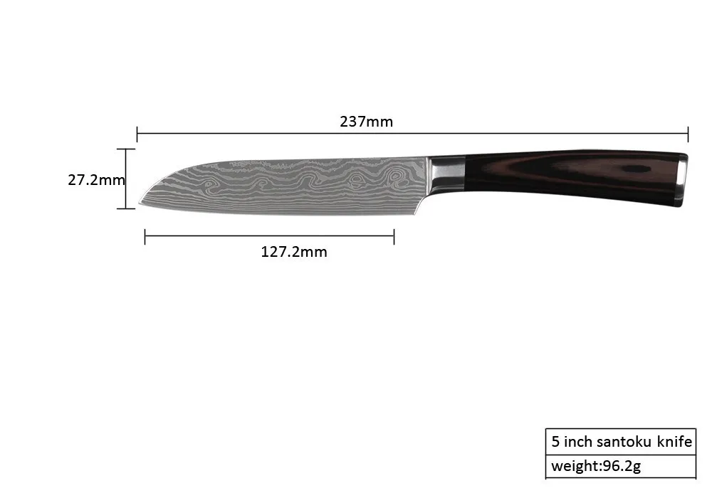 XYJ 5 дюймов Универсальный " 7" santoku " нож шеф-повара для нарезки 7Cr17 кухонные ножи из нержавеющей стали набор ножей из нержавеющей стали