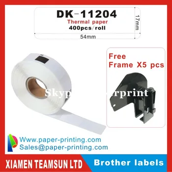 

500x Rolls Brother Compatible Labels dk 11204 with 5 reusable cartridges frames dk-11204 dk11204 17x54mm 400 Labels Per Roll