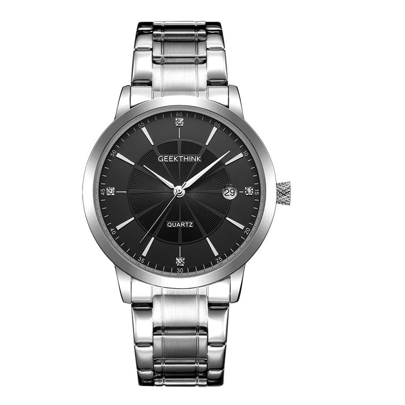 GEEKTHINK Топ люксовый бренд Черный Нержавеющая сталь кварцевые часы Женское платье женские наручные часы подарок для влюбленных женские часы - Цвет: Man SB
