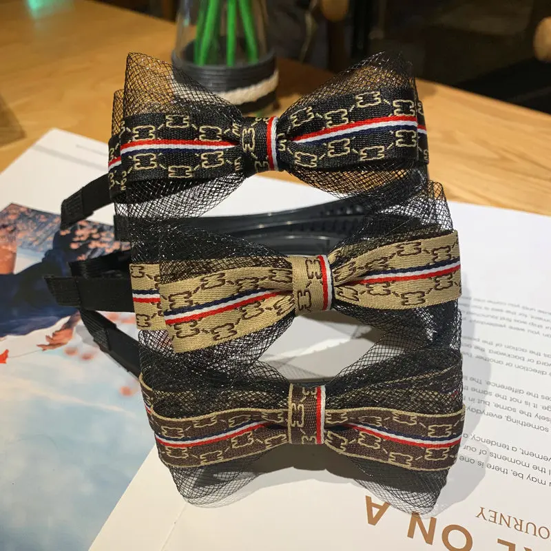 Летние новые корейские кружевные повязки на голову с бантом и буквами ...