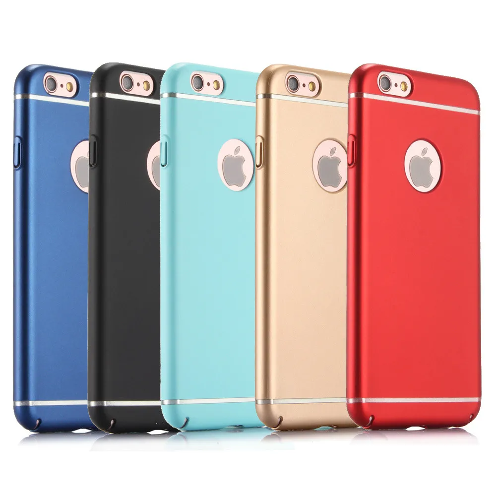 Hot Fashion Plating Solid Color Art Silver Edge Phone Case for Iphone 6 6s Plus Colorful Frosted Hard Scrub Back Cover |