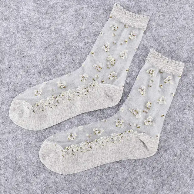 Spring Summer Women's Socks Cool Crystal Silk Socks Short Tube Jacquard Socks Spring Summer Women's Socks Cool Crystal Silk Socks Short Tube Jacquard Socks