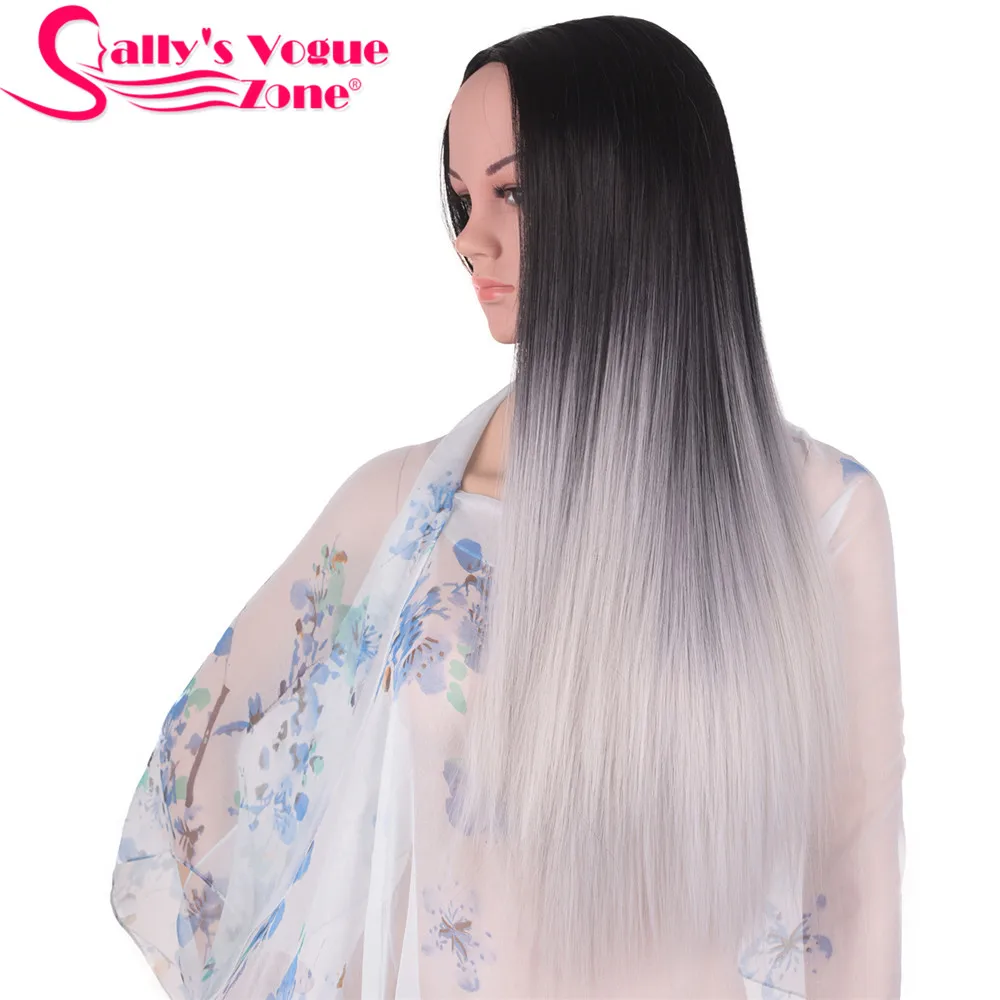 Sallyhair Ombre Synthetic Wigs High Temperature Fiber American African Straight Wavy Body Wave For Black Women 14 (1)