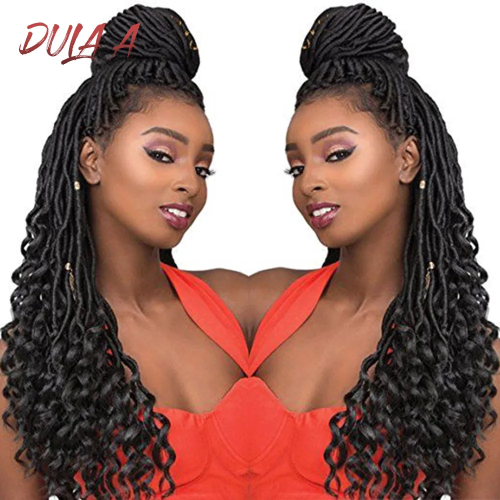 Dula A Продукты для волос плетеные косы Омбре мягкие Faux locs Curly синтетические плетеные волосы свободный конец 2" 24 пряди/упаковка