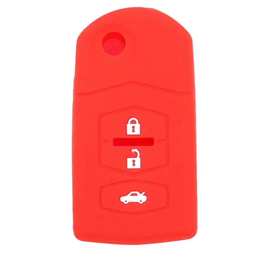 3 кнопки Мягкие силиконовые ключа автомобиля чехол для Mazda 2 3 5 6 8 Atenza CX5 RX8 CX7 CX-7 CX9 CX-9 MX5 MX-5 RX брелоки протектор - Название цвета: Red