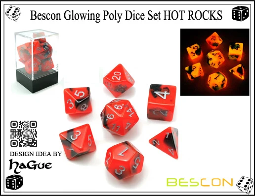 Bescon Glowing Poly Dice Set HOT ROCKS-1