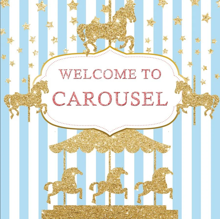 

Laeacco Golden Carousel Unicorn Star Birthday Party Stripes Baby Photography Backdrops Photo Backgrounds Photocall Photo Studio