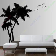 Palm Cocunut дерево наклейка на стену Чайка птиц детская океан комната морских 3 деревьев