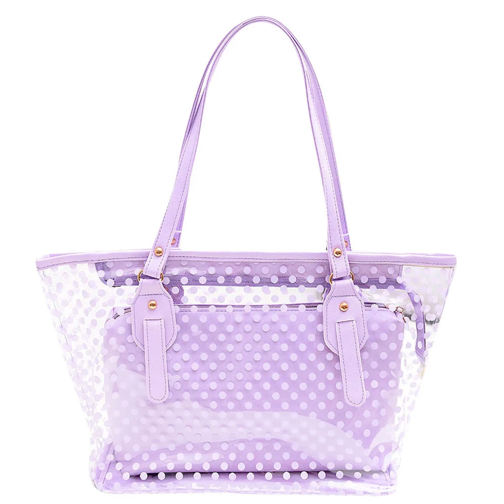 

OCARDIAN Handbags Summer Bags For Women 2019 Plastic Wave Point Transparent Beach Shoulder Bag Handbag + Clutch Dropship M28