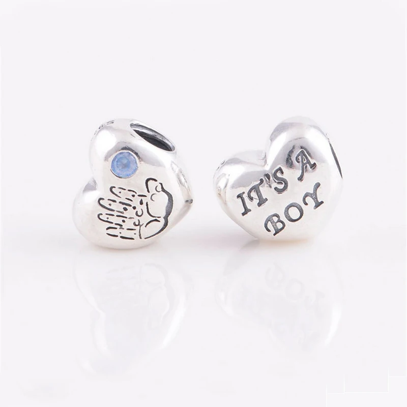 

Pandulaso Baby Boy Heart Beads Fit Original Charms Bracelets Women DIY Jewelry Blue CZ Crystal Family Beads for Jewelry Making