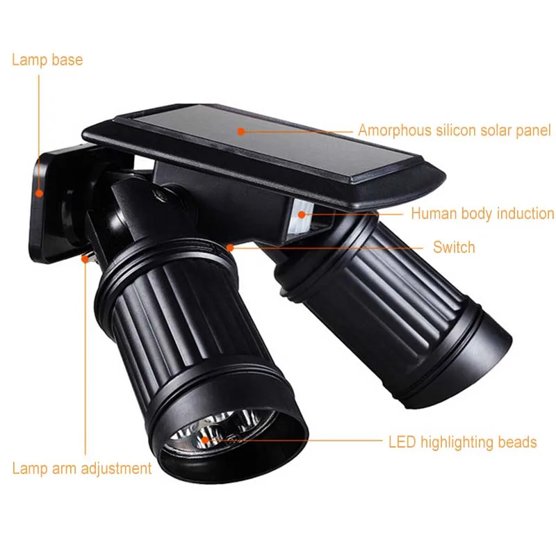 

Solar Power LED Light Lamp Dual Head PIR Motion Sensor Rotatable For Outdoor Patio Best Price