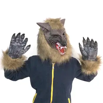 

Halloween Wolf Head Mask Wolf Gloves Terror Devil Fancy Dress Party Props Scary Horror Mask for Cosplay Halloween Dance Shows