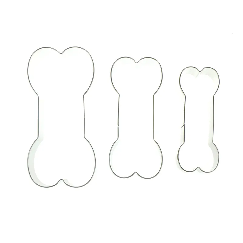 

3Pcs/Set Dog Bone Biscuit Baking Fondant Cutter Stainless Steel Silver Kitchen Cookie Pastry Tool