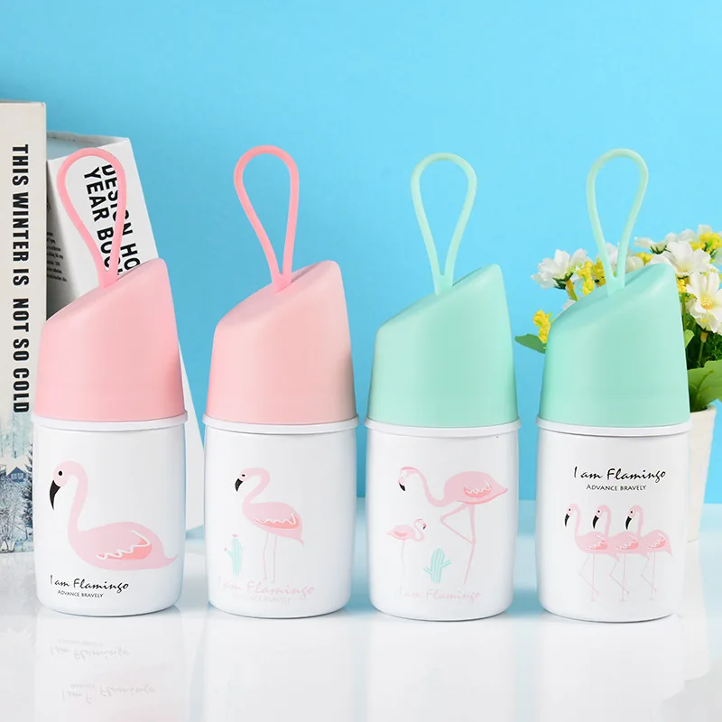 300ML Portable Stainless Steel Thermoses Thermostat Bottle Flamingos