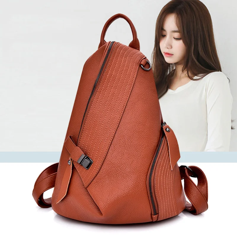 

Korean version 2018 new shoulder bag, female bag,anti-theft soft leather backpack, large capacity bucket bag.