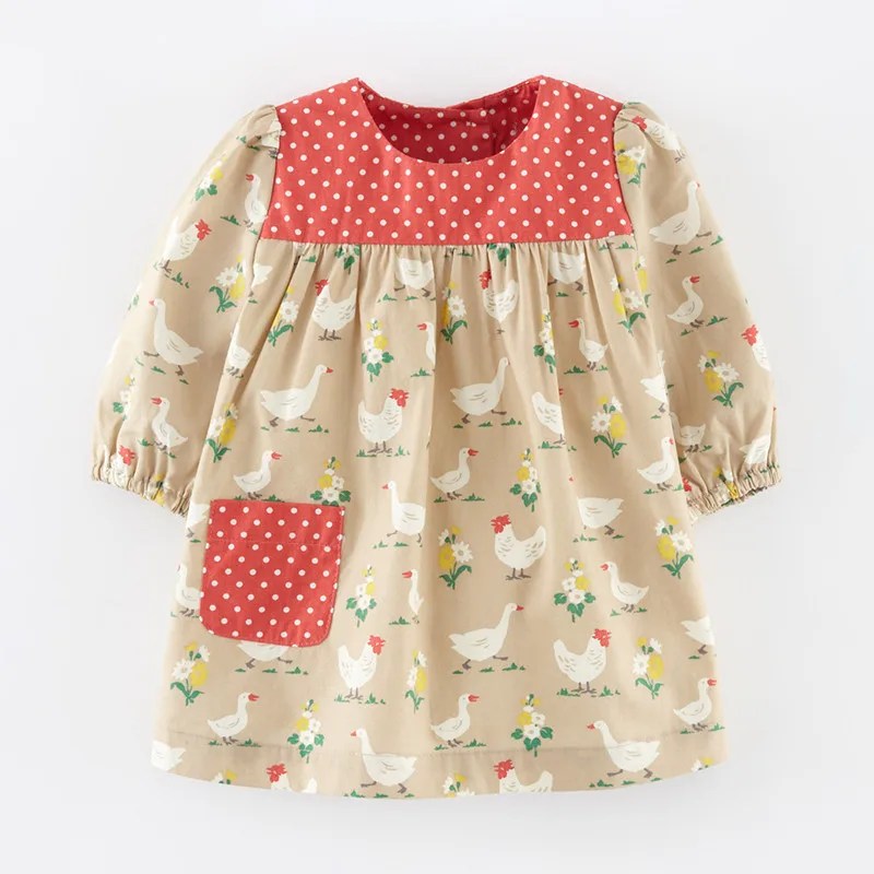 Little maven/Лидер продаж; весенне-осенние платья с принтом милых животных для маленьких девочек; новое дизайнерское платье принцессы для маленьких девочек