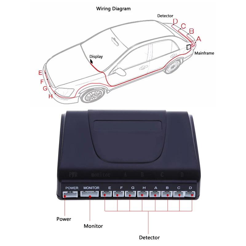 Схема подключения парктроника на 8 датчиков 1 Set Sensor Kit Car Auto LED Display 8 Sensors 22MM For Universal Car Reverse A